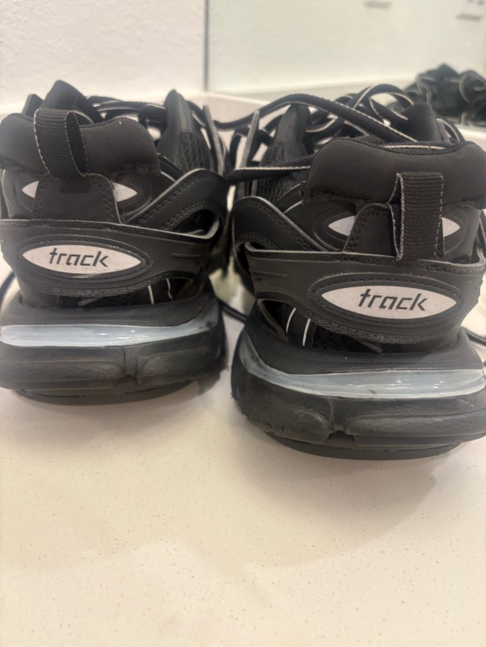 Balenciaga Black Layered Track Trainers with Reflective Trim - Picture 7 of 8